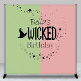 Aperturee - Aperturee Fairytale Green Pink Custom Wicked Birthday Backdrop